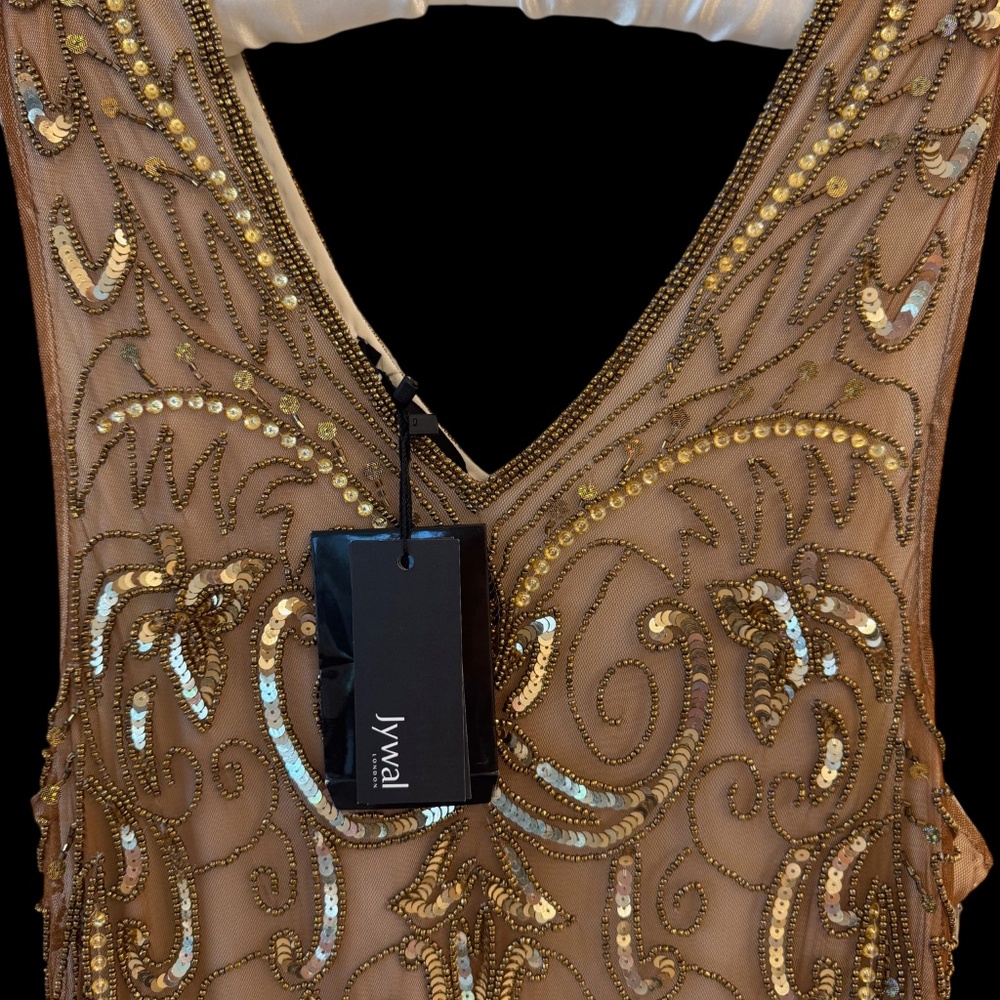 NWT Rose Gold Beaded Dress Sequin Art Deco Size XXL - Picture 4 of 6